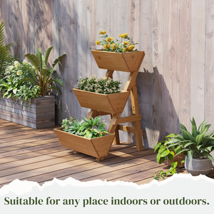 Jardinière surélevée classique en <span class=keywords><strong>bois</strong></span> à 3 niveaux avec trous de drainage <span class=keywords><strong>pour</strong></span> une utilisation intérieure/extérieure, petite taille <span class=keywords><strong>pour</strong></span> fleurs/légumes/plantes - Product Image 5