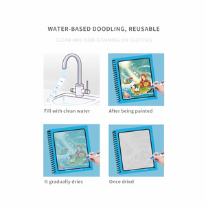 Libro da Disegno ad Acqua Riutilizzabile per Bambini, Quaderno Educativo Prescolare, Libro di Attività Reversibile per Bambini - Product Image 6