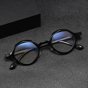 カスタマイズされた黒フルフレーム光学眼鏡古典的なユニセックス丸い眼鏡固体チタンフレーム処方フレンドリー - Product Image 5