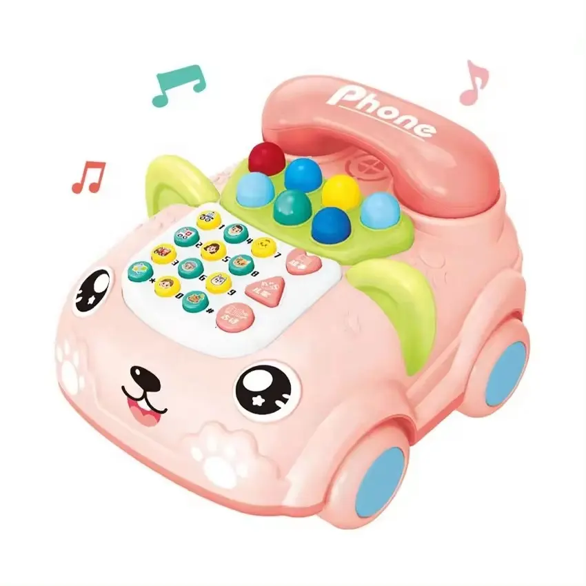 Telefone educacional 6 em 1 multifuncional para crianças, brinquedo musical educacional infantil com música leve e jogo whack-a-mole
