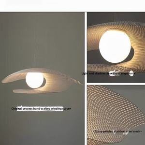 Lustre <span class=keywords><strong>Arturo</strong></span> Alvarez Simple et Créatif en Acier Inoxydable Blanc, Style Art Français, LED Central, pour Salon, Salle à Manger, Bar - Product Image 2