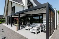 Système de protection solaire électrique à lames orientables pour jardin extérieur, villa, toit, cour, gazebo, bioclimatique, en aluminium, imperméable