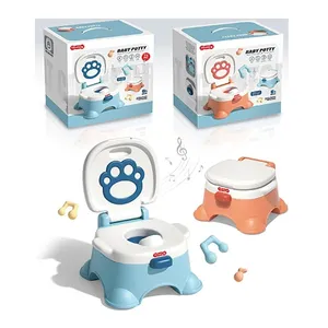 Mainan Toilet anak-anak, Sensor pendidikan Puzzle bayi musik Toilet, pelatih kotoran, mainan Toilet, kursi kereta, bangku langkah, mainan anak-anak