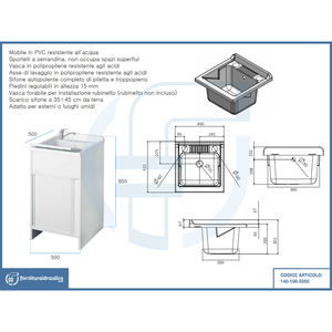 Lave-linge extérieur en plastique avec ouverture à volet de 50x50 cm pour équipements de lavage - Product Image 2