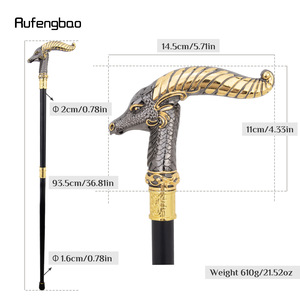 ไม้เท้าหัวมังกรรูเฟิงเป่า ดีไซน์โลหะสีดำทอง ทันสมัยสำหรับผู้ชาย - Product Image 2