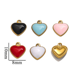 Pendentifs Cœur en Acier Inoxydable Émaillé, Breloques Cœur Gonflé Doré à Petit Trou pour Bijoux DIY - Product Image 4