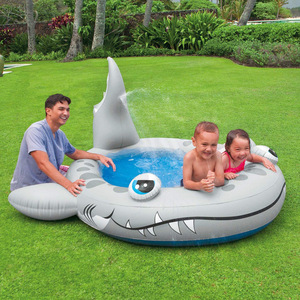 Inflatable Shark Pool 228cm Outdoor Water Spray Mat For Kids Play - Product Image 1