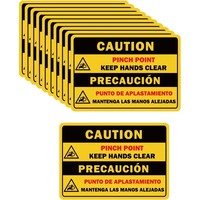 Stiker Peringatan Titik Jepit Bilingual Sesuai Standar OSHA |   Jaga Jarak Tangan Jauh, Tanda Keselamatan Bilingual, Titik Pencegah Jepit