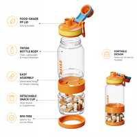 Bouteilles d'eau pour enfants de 600 ml sans BPA, anti-fuite, avec poignée et imprimé baleine, pour l'école et les activités de plein air, lavables au lave-vaisselle