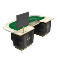 Table de Baccarat Moderne BBY Populaire pour 7 Joueurs et 1 Croupier, en MDF Épais et Bois, Idéale pour les Entreprises