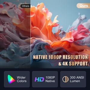 Projecteur intelligent Full HD 1080P, compatible 4K, 300 lumens ANSI, lecteurs multimédias <span class=keywords><strong>en</strong></span> <span class=keywords><strong>streaming</strong></span> avec Wifi BT, projecteurs de films, Proyector, cadeau - Product Image 4