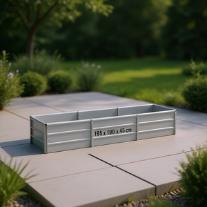 Jardinera de Acero Galvanizado Gris Claro 195 x 100 x 45 cm, Maceta Duradera para Jardín, Diseño Moderno y Minimalista - Product Image 2