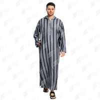 Robe Abaya de luxe pour hommes Ramadan et Eid à manches longues Thobe marocain à capuche respirant TR Stripe Maroc Robe