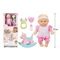 Ensemble de poupée gonflable pour bébé EPT 22 cm avec cheval à bascule, biberon, sucette et anneau de dentition pour filles