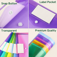 Pochette de documents transparente A4 en PP avec logo personnalisé, 0,18 mm, étanche, avec bouton-pression, pochette en plastique pour dossiers avec poche pour cartes, pour bureau d'entreprise, OEM
