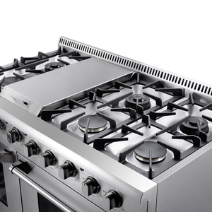 Cuisinière à gaz <span class=keywords><strong>double</strong></span> <span class=keywords><strong>four</strong></span> de 48 pouces avec 6 brûleurs en acier inoxydable sans fumée pour usage domestique, comprend un <span class=keywords><strong>four</strong></span> vapeur - Product Image 3