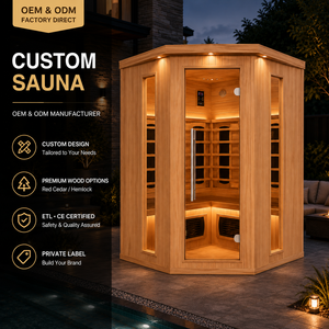 HG Custom - Sauna infrarouge extérieur pour 3-4 personnes avec sièges en L, chromothérapie LED et barre à oxygène pour une utilisation à domicile ou dans le jardin - Product Image 1