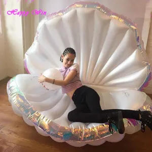 Top venda casamento gigante inflável seashell flutuar com led iluminação seashell flutuante