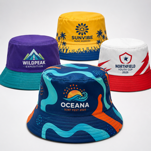 Custom Travel Fisherman Leisure Solid Color <b>Men</b> Women <b>Flat</b> Top Wide Brim Summer <b>Cap</b> Cotton Satin Lined Bucket Hats For Women - Product Image 1