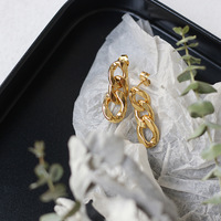 Nouveau Design Minimaliste Hypoallergénique En Acier Inoxydable Boucles D'oreilles Femmes Bijoux 18K Plaqué Or Cubain Lien Chaîne Goutte Boucles D'oreilles