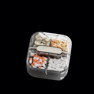 Boîte à pilules à 4 compartiments, prête pour le voyage, hermétique et facile à ouvrir, organiseur de pilules, étui de voyage pour pilules - Product Image 2