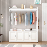Porte-manteau grande capacité avec armoire à chaussures intégrée, meuble de rangement autoportant pour entrée et salon