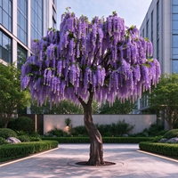 Bunga Wisteria Ungu Sutra Berkualitas Tinggi 5m*4m, Pohon Wisteria Buatan untuk Dekorasi Rumah, Taman, Pernikahan, Komersial, Dapat Disesuaikan