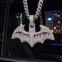 Kedatangan Baru Liontin Kelelawar Moissanite Full Paved Iced Out Custom Hip Hop untuk Pria Tahan Air Hipoalergenik