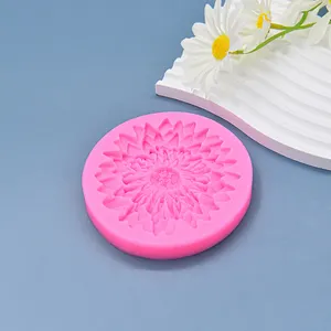 Suministros de fábrica, herramientas de decoración DIY con forma de flor redonda, moldes de silicona Fondant para decorar pasteles