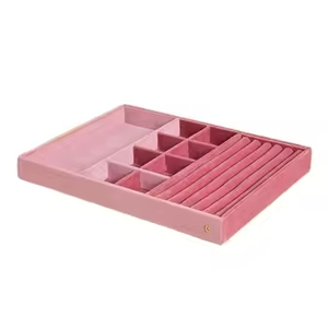 Bandeja de Joyería de Madera Rosa de Alta Calidad, Caja de Almacenamiento Rectangular con Múltiples Compartimentos - Product Image 1