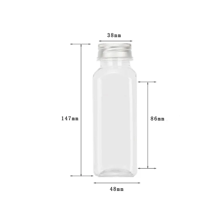 Bouteille en plastique pour jus, contenant transparent et carré, pour des boissons, accessoires de bar, 10 ml
