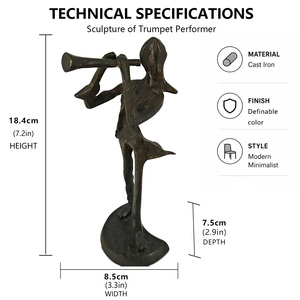 Sculptures de <span class=keywords><strong>trompettiste</strong></span> en fonte, très demandées, art abstrait, figurine musicale, ornement, décoration de bureau à domicile, artisanat - Product Image 2