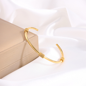 Personalità semplice braccialetto femminile titanio acciaio bracciale apertura non sbiadisce braccialetti in oro 18k per le donne - Product Image 3