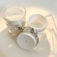 Crème pour les yeux personnalisée avec logo, flacon rond de 50 g, pot cosmétique pour crème de soin à double couche, type pression, sous vide