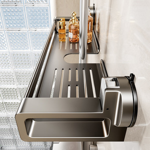 Étagère de douche murale rectangulaire à ventouse Blue Vine, plateau de rangement durable pour salle de bain - Product Image 1