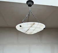 Lustres ronds de plafond de luxe de salon de villa d'albâtre de pierre de marbre naturel et lampes suspendues pour les lampes suspendues modernes