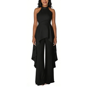 ชุดลำลองผู้หญิง เสื้อแขนกุดเปิดหลังทรงเอ ซิมเมทริกซ์ กางเกงขายาวจีบพลีท ชุดเซ็ต 2 ชิ้น แฟชั่น - Product Image 4