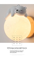 Lampe murale créative en forme d'ours de dessin animé, lampe de chevet pour enfants, pour garçons et filles, décoration de chambre à coucher, salon