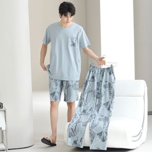 Conjunto <span class=keywords><strong>de</strong></span> <span class=keywords><strong>Pijama</strong></span> <span class=keywords><strong>de</strong></span> Algodón para <span class=keywords><strong>Hombre</strong></span>, Tres Piezas, Ropa <span class=keywords><strong>de</strong></span> Dormir Simple y Suave, Camiseta <span class=keywords><strong>de</strong></span> Verano <span class=keywords><strong>de</strong></span> Manga Corta, Pantalones Cortos, Pantalones Largos, <span class=keywords><strong>Pijama</strong></span> <span class=keywords><strong>de</strong></span> 3 Piezas, Ropa para el Hogar - Product Image 5