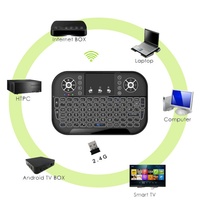 Keyboard Mini 2.4G lampu latar, dengan Mouse dapat disentuh Keyboard untuk kotak TV pintar Desktop PC