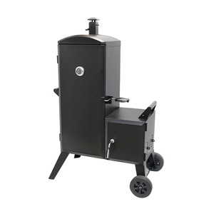 Vertical Charcoal Smoker Grill With Trolley And Temperature Gauge For Outdoor BBQ Cooking - Product Image 3