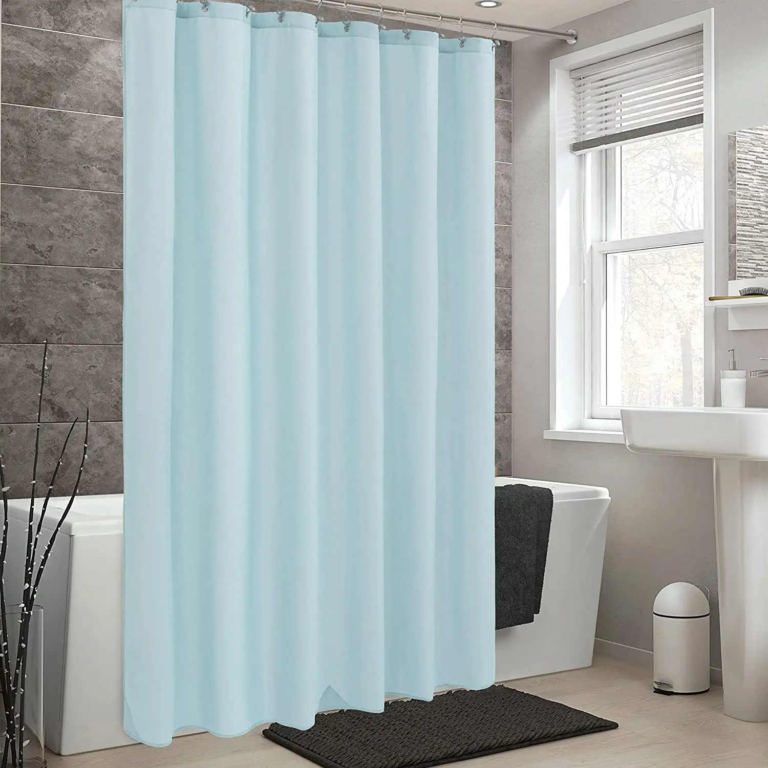 CF-Cortina de baño de alta calidad, cortina de ducha transparente con estampado de flores, patrón 3D