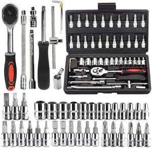 46 adet sürücü lokma seti SAE ve metrik Hex Bit lokma seti, oto tamir ev için cırcır anahtarı seti - Product Image 2