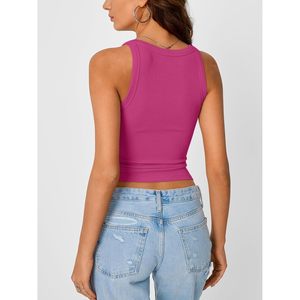 Débardeur côtelé court sans manches respirant en coton et élasthanne pour femme – Idéal pour l'entraînement, la gym et la mode estivale - Product Image 4
