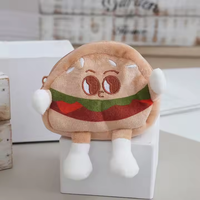 Porte-monnaie en peluche mignon en forme de hamburger, mini porte-monnaie porte-clés, porte-clés amusant en peluche, porte-monnaie en forme de pain grillé, porte-clés, breloque pour sac d'écouteurs