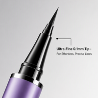Eyeliner liquide avec guide 4 étapes : Démarrez à la ligne des cils, tracez la ligne extérieure, relevez la pointe extérieure pour des yeux magnifiquement définis à chaque fois