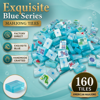 Nouveau jeu d'échecs de table portable moderne sur mesure, avec tuiles de mahjong américaines en acrylique gravées motif Perle Bleue Porte-bonheur pour les joueurs