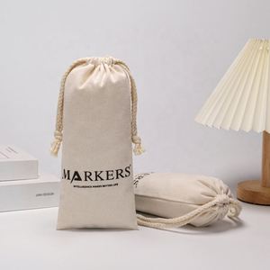 Sacs d'emballage en coton de couleur naturelle personnalisés, pochettes cadeaux en coton mousseline pour bouteilles - Product Image 2