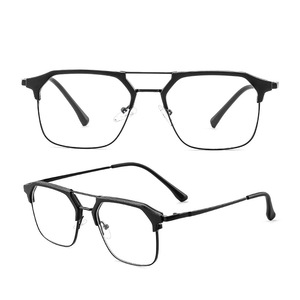 Monturas Ópticas Metálicas de Doble Viga, Color Negro Plateado, Cuadradas, con Bloqueo de Luz Azul, para Hombre, 2023, 2026, de Alta Calidad - Product Image 5