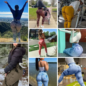 Sin costuras Tie Dye <span class=keywords><strong>Bleash</strong></span> Push Up Yoga Leggings para mujer Cintura alta Control de barriga Tight Fitness Workout Gym Sports Pant - Product Image 5